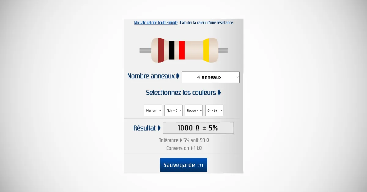 Calculer valeur résistance en ohms par code couleur (36 anneaux) — free download